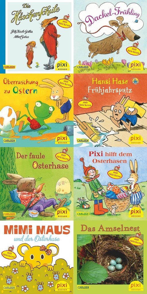 Pixi Bücher Serie 221 Pixi mit Hasen Hühnern und Stickern