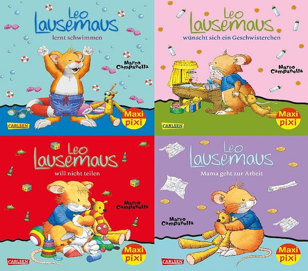 Maxi Pixi Bücher Leo Lausemaus Set mit 4 Heften Softcover